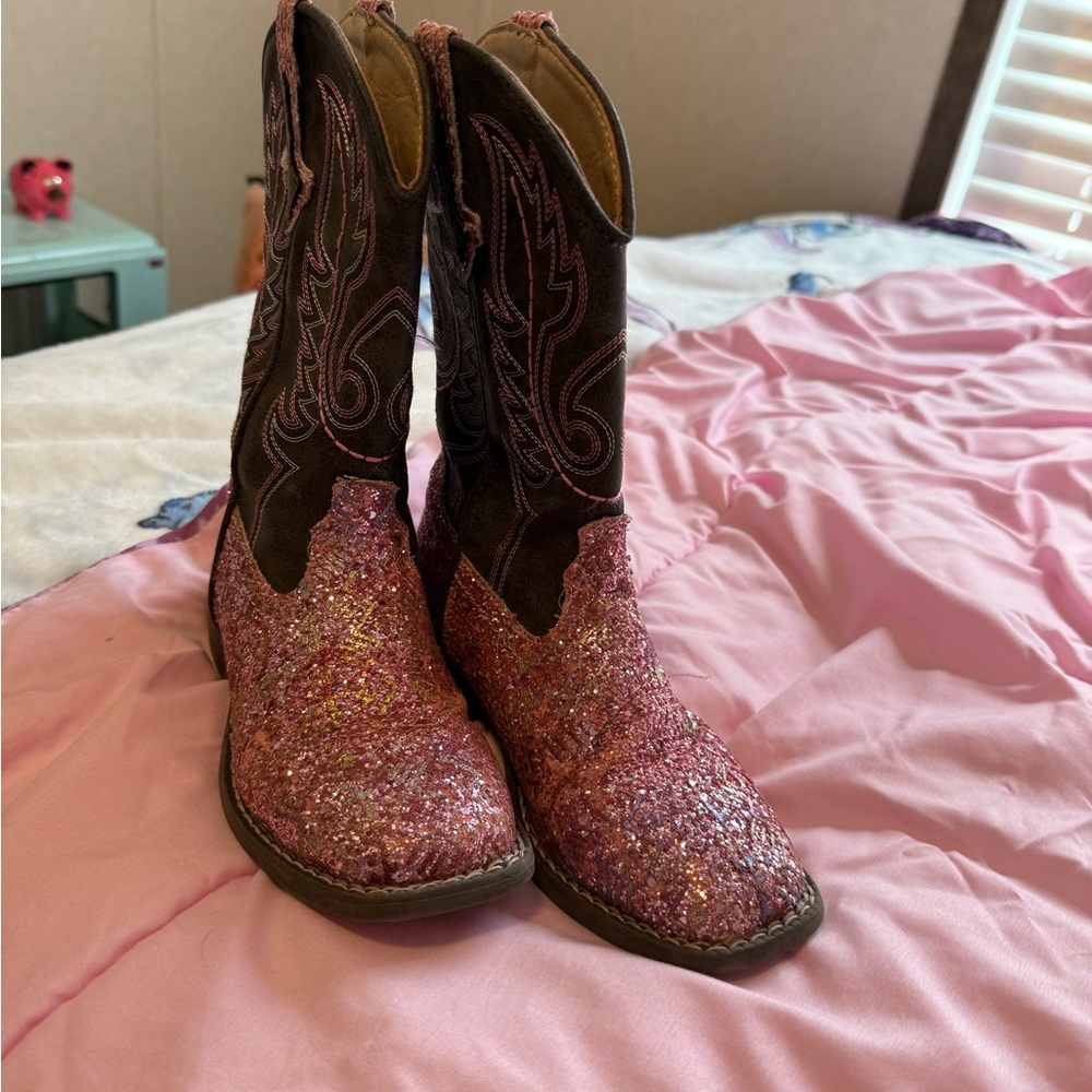 Pink Glitter Cowboy Boots